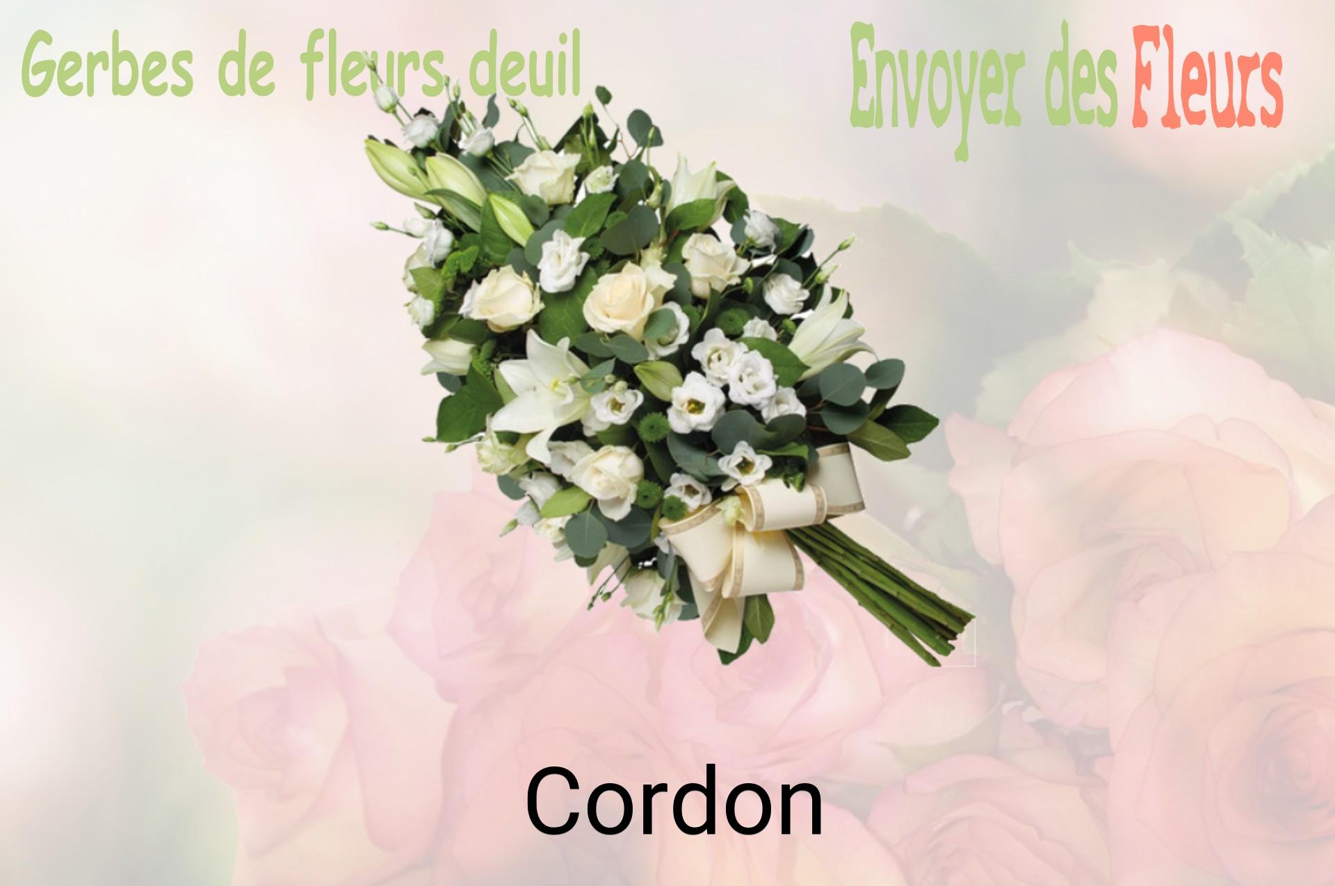Gerbe de fleurs de deuil livrée à Cordon